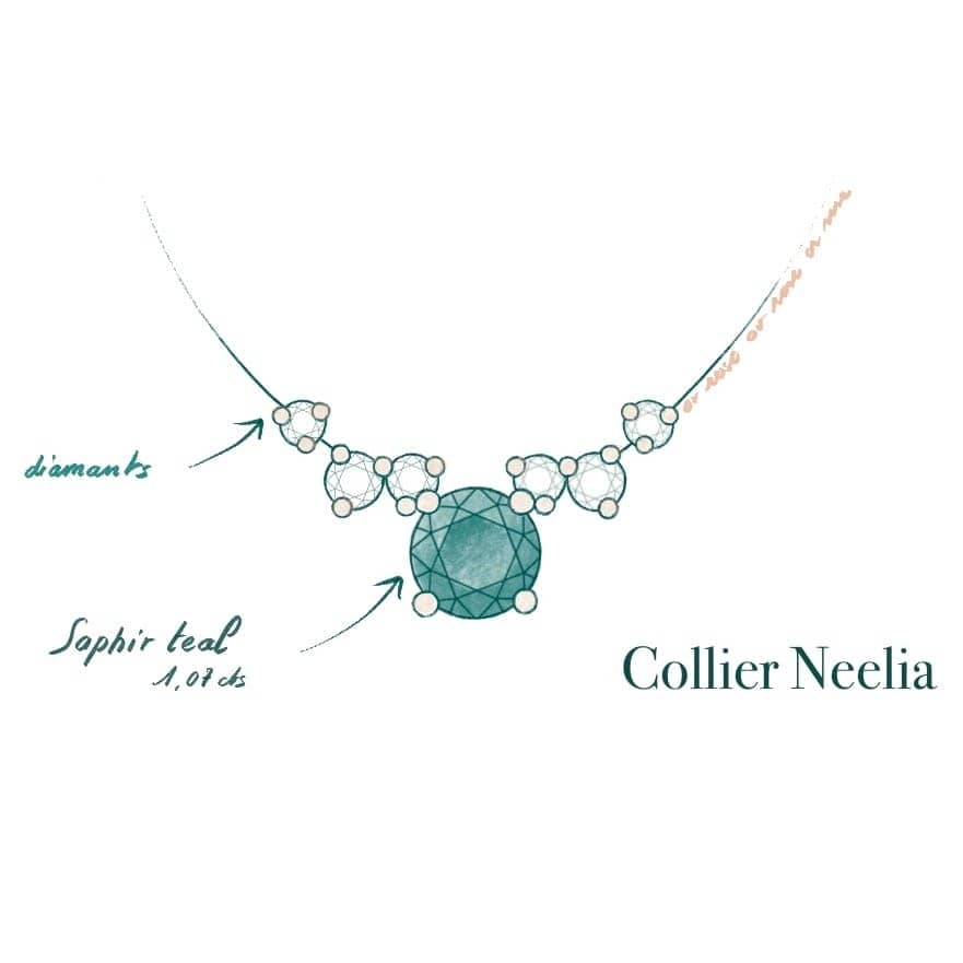 Collier Neelia - Saphir Teal 1.07 carats
